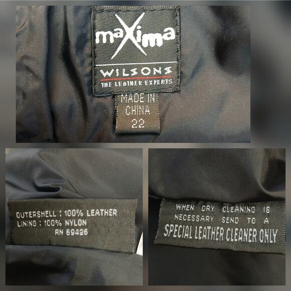 Wilsons Leather Maxima SZ 22 VTG Black Leather Mini Pencil Skirt Fits Like 16 - Picture 6 of 6